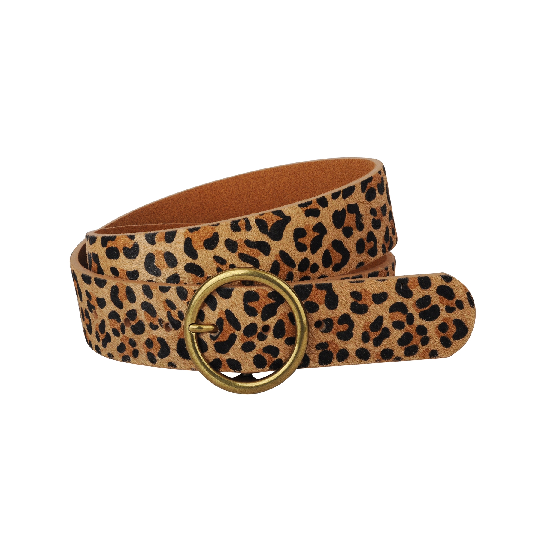Leopard Print Calf Hair Leather Belt