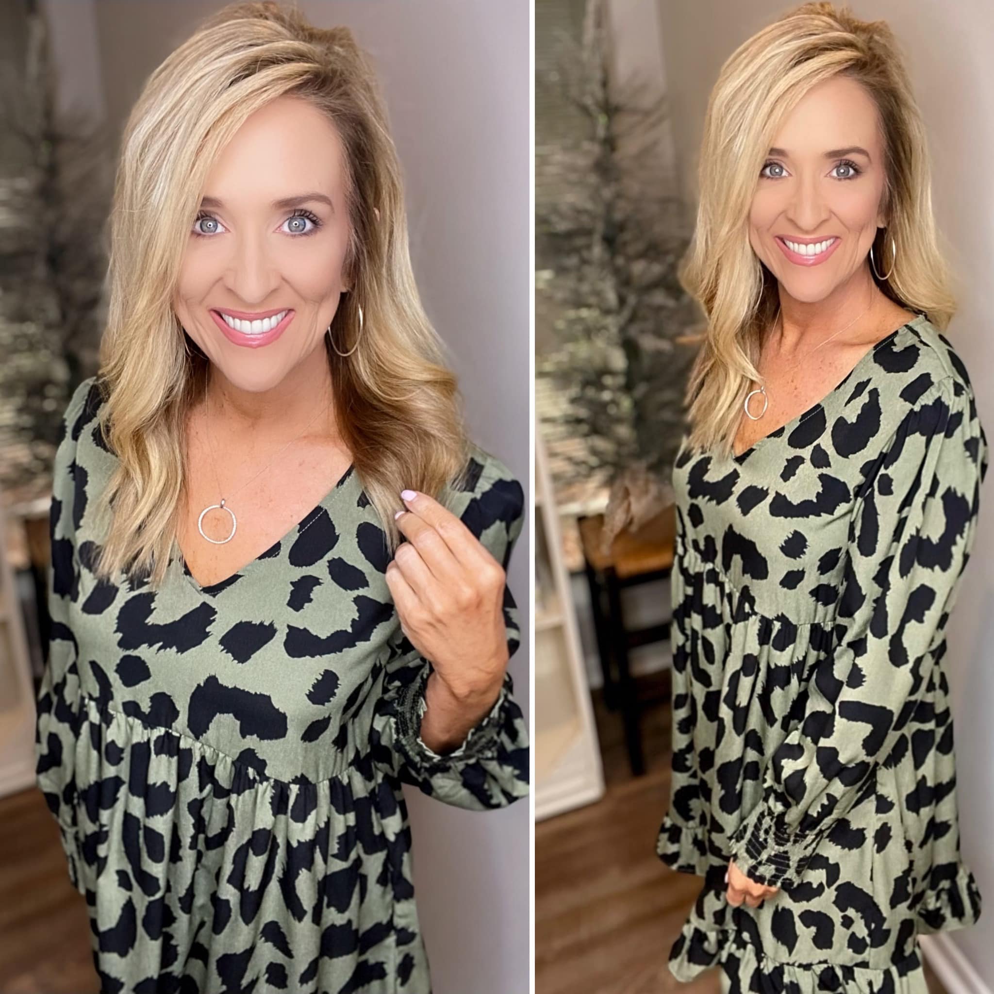 Olive Leopard Print Dress