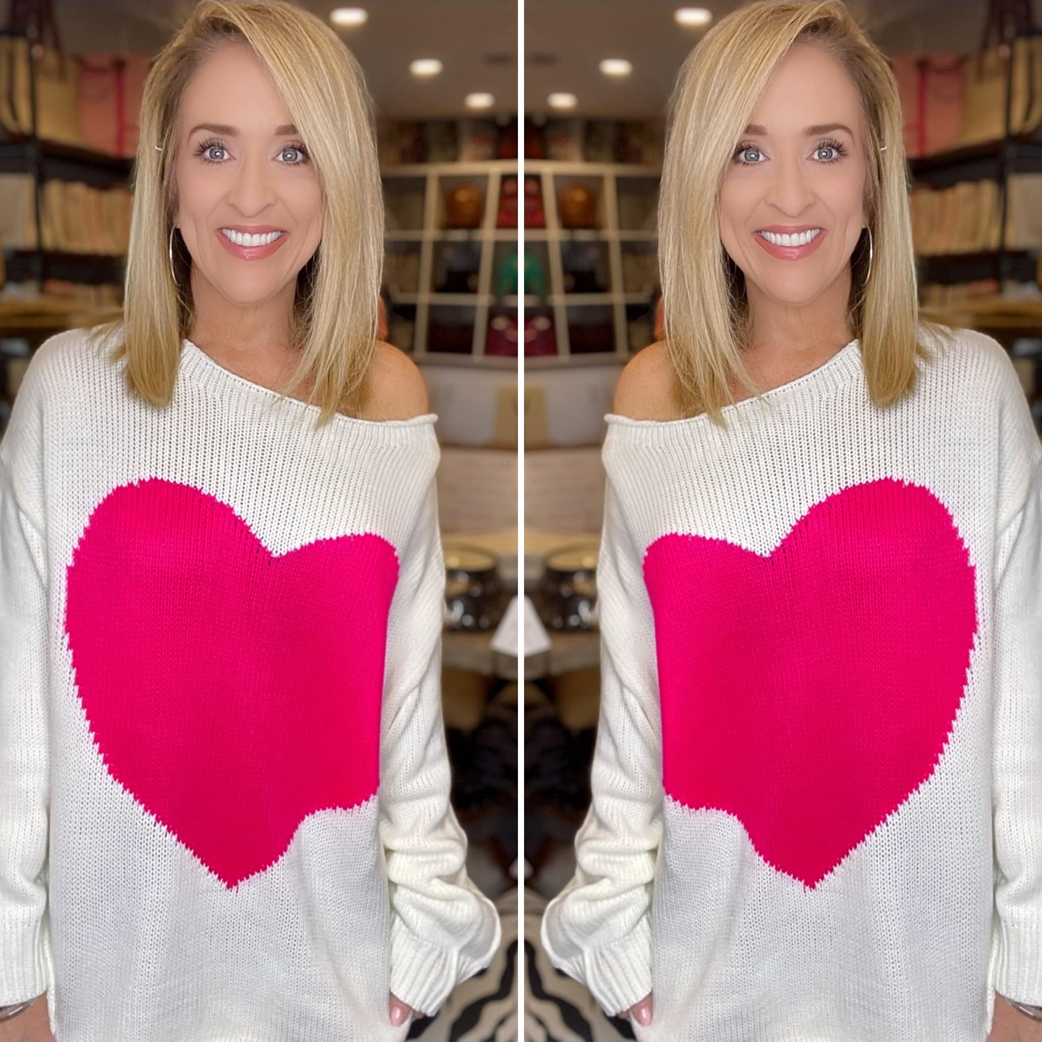 Fuschia Heart Sweater