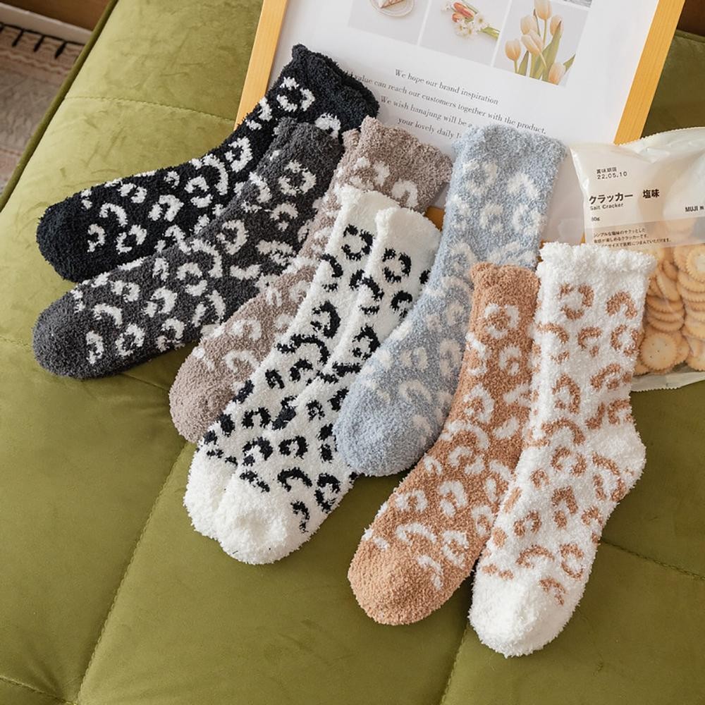 Plush Cheetah Print Socks