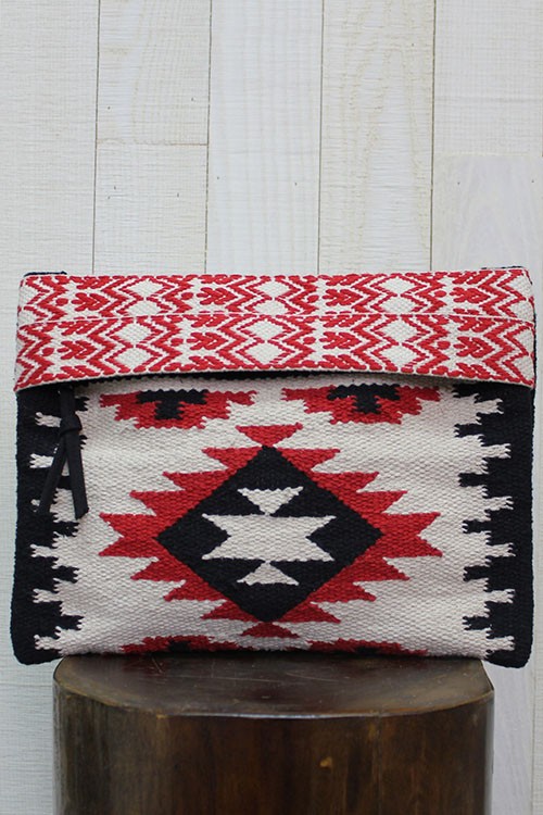 Mixed Aztec Jacquard Fold Over Clutch